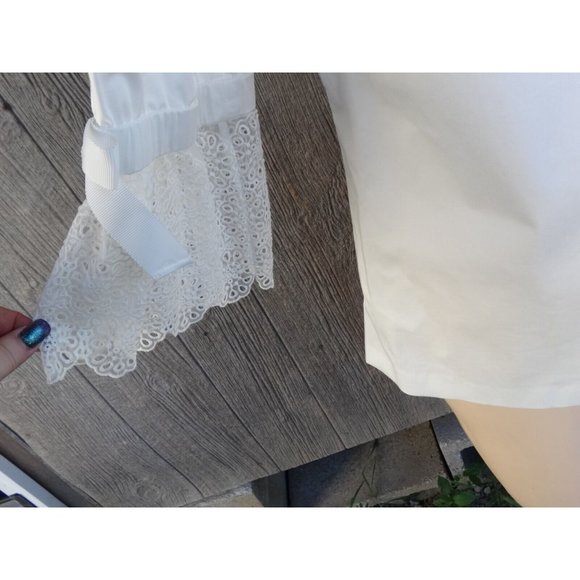 Ted Baker London Frolta 5 Cream Broderie TDF Lace Sleeves Cotton Washable AS IS - Picture 4 of 12